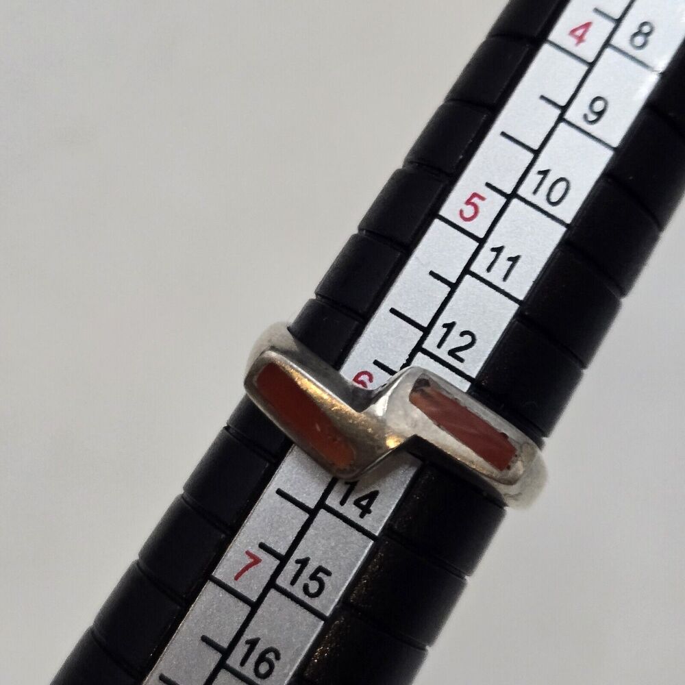 Stackable Sterling Silver Red Coral Teardrop Adju… - image 4